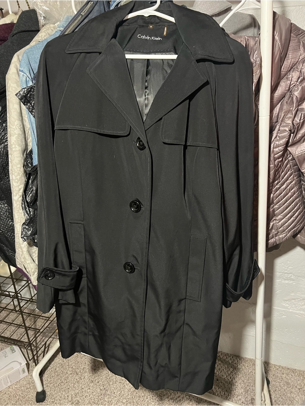 Calvin Klein Black Single-Breasted Trench Coat